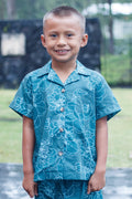 Boys Aloha Shirt Azure Pohinahina