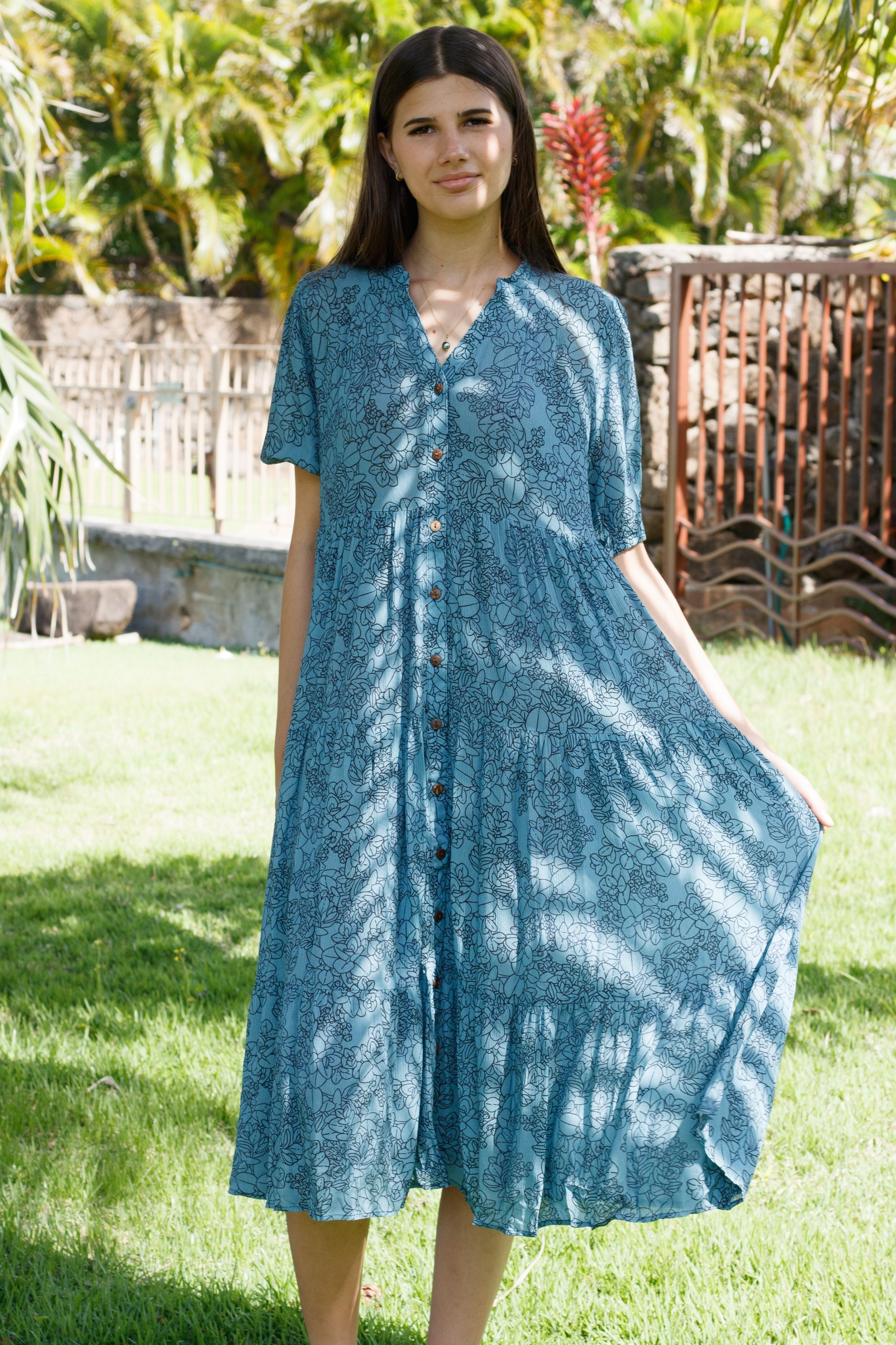 Dress Leilehua Steel Blue Liko