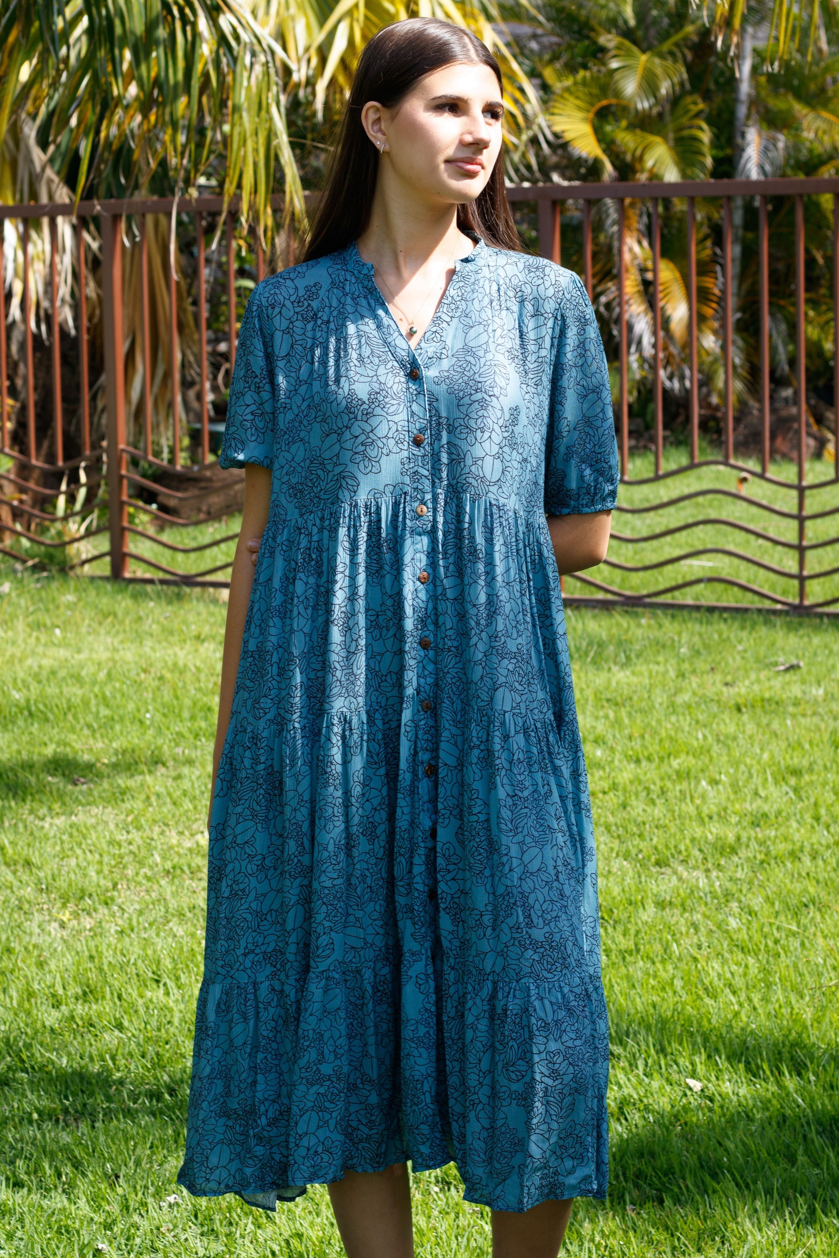 Dress Leilehua Steel Blue Liko