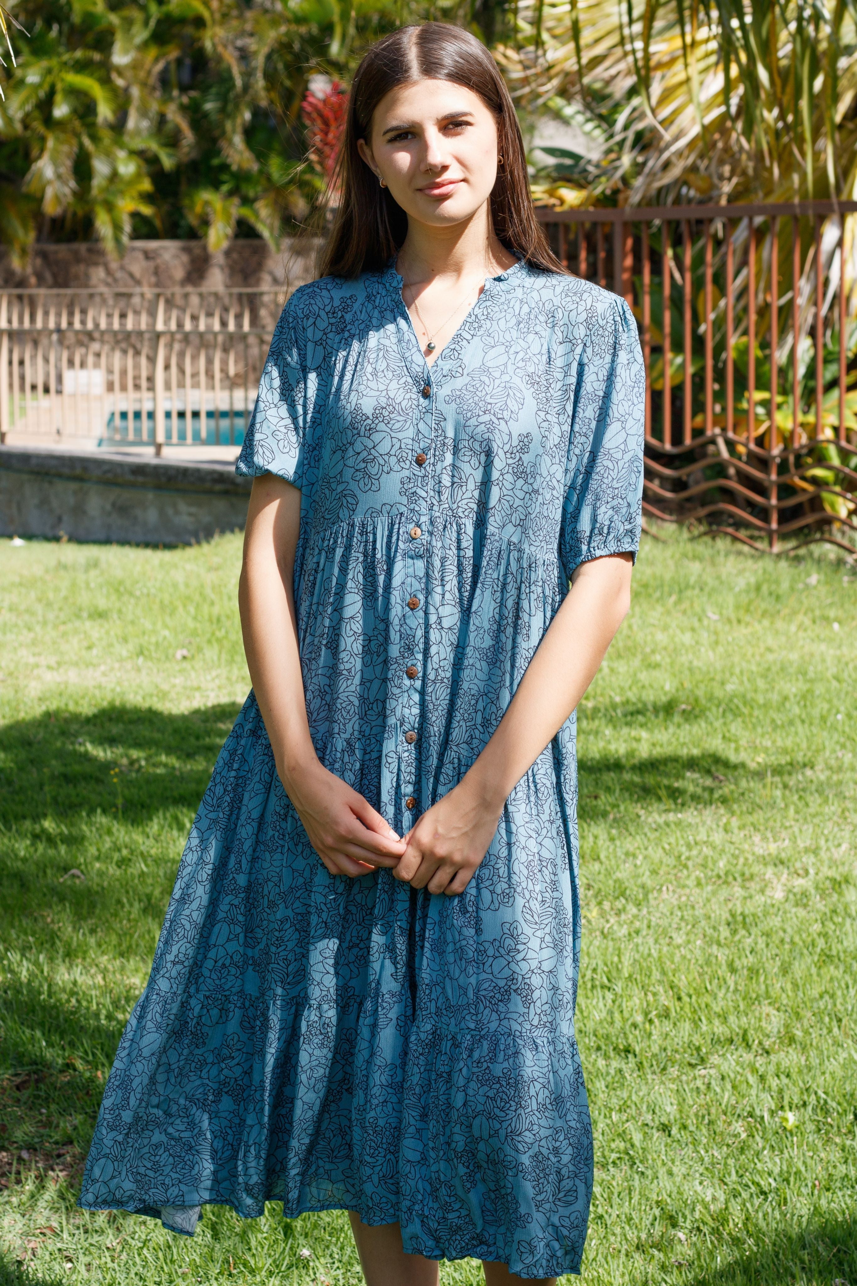 Dress Leilehua Steel Blue Liko