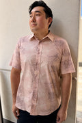 Mens Aloha Shirt Ulu Opal Pink Pua Melia